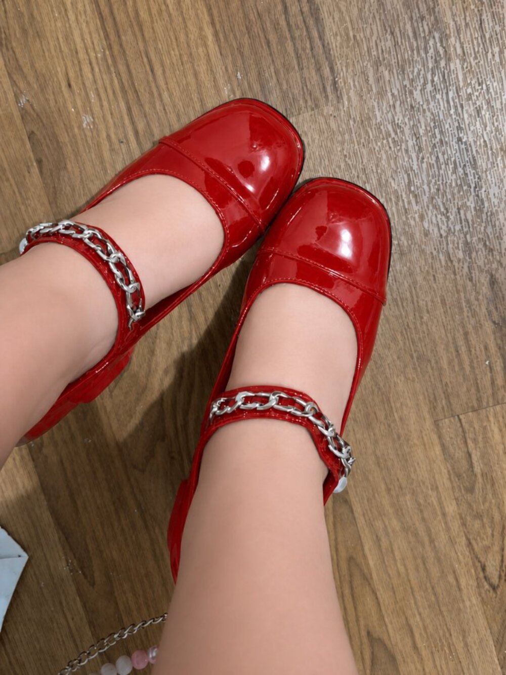 Shein Mary Jane Strappy Work Heels Velcro Chain Buckle